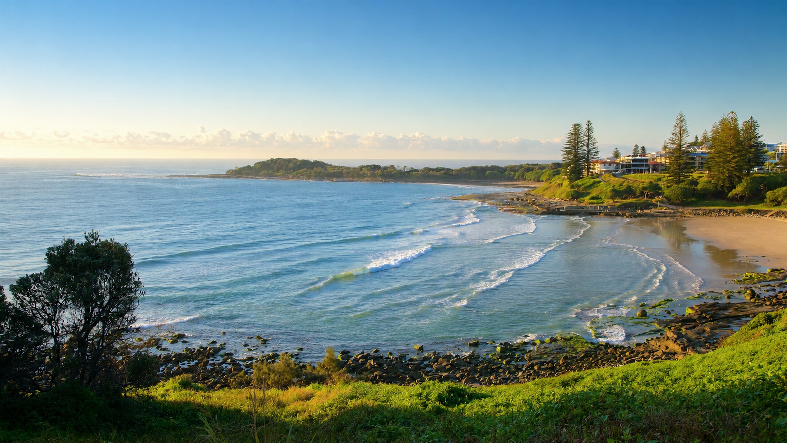 Morning light across the Yamba coastline and beach